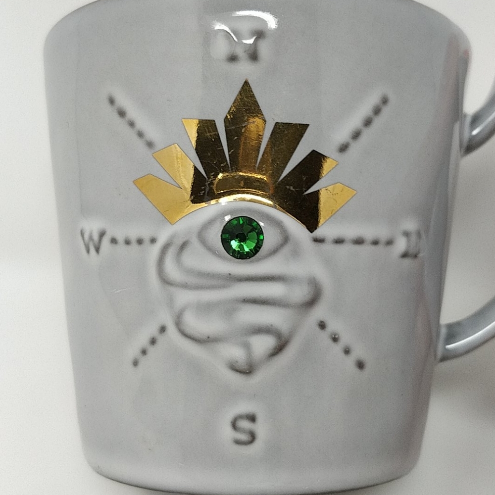 Starbucks 2014 Green Siren Eye Gem Gray Coffee Mug - Picture 2 of 7